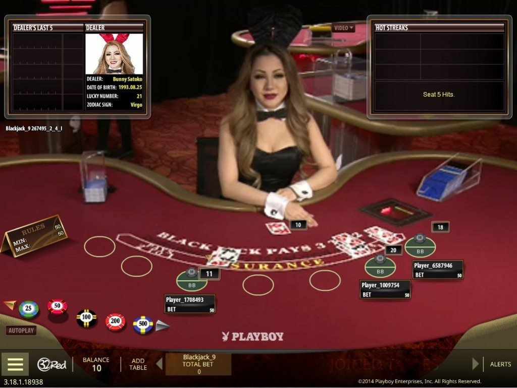 Microgaming's Live dealer Playboy Bunny blackjack