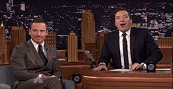 Jimmy Fallon and Michael Fassbender play blackjack with a twist
